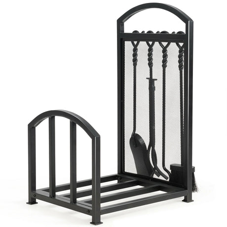 Firewood Log Rack with 4 Tools Set