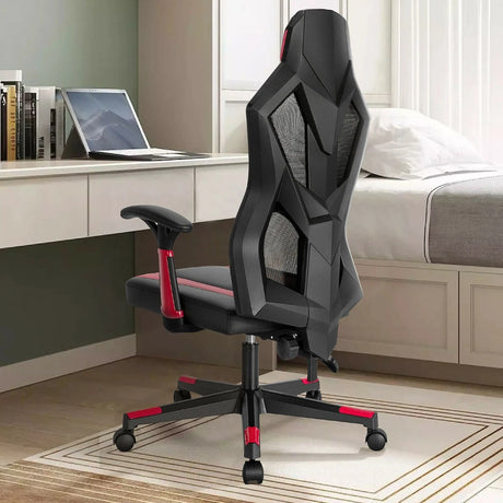 Gaming Chair with Adjustable Mesh Back-Red