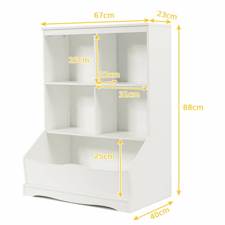 3-Tier Wooden Bookshelf with Spacious Storage Space for Playroom Bedroom