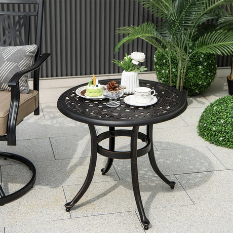 24 Inch Patio Side Table with Adjustable Footpads for Poolside Backyard Balcony-Rustic Brown