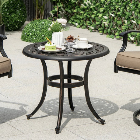 24 Inch Patio Side Table with Adjustable Footpads for Poolside Backyard Balcony-Rustic Brown