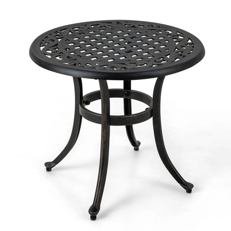 24 Inch Patio Side Table with Adjustable Footpads for Poolside Backyard Balcony-Rustic Brown