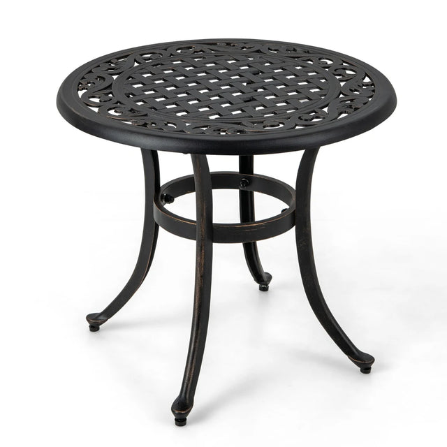 24 Inch Patio Side Table with Adjustable Footpads for Poolside Backyard Balcony-Rustic Brown
