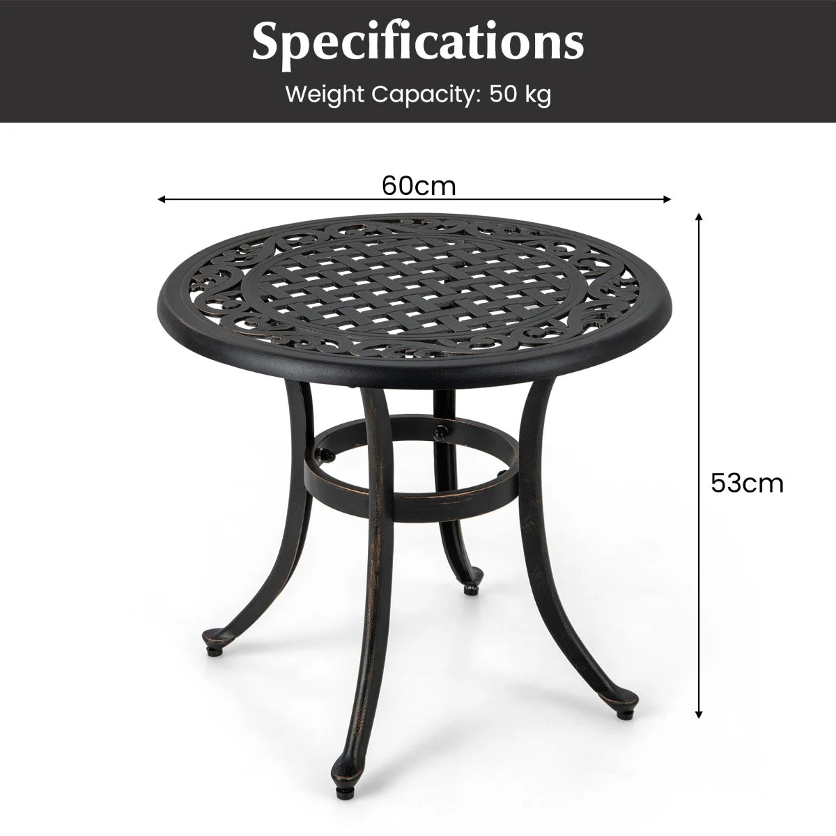 24 Inch Patio Side Table with Adjustable Footpads for Poolside Backyard Balcony-Rustic Brown