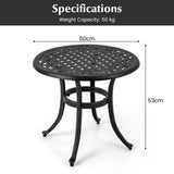 24 Inch Patio Side Table with Adjustable Footpads for Poolside Backyard Balcony-Rustic Brown