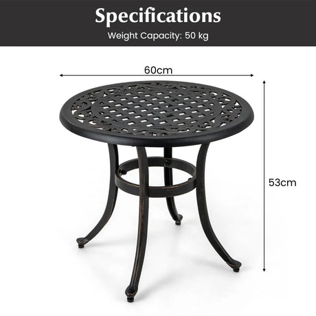 24 Inch Patio Side Table with Adjustable Footpads for Poolside Backyard Balcony-Rustic Brown