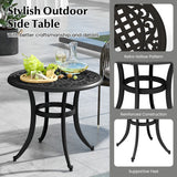 24 Inch Patio Side Table with Adjustable Footpads for Poolside Backyard Balcony-Rustic Brown