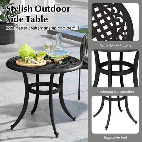 24 Inch Patio Side Table with Adjustable Footpads for Poolside Backyard Balcony-Rustic Brown