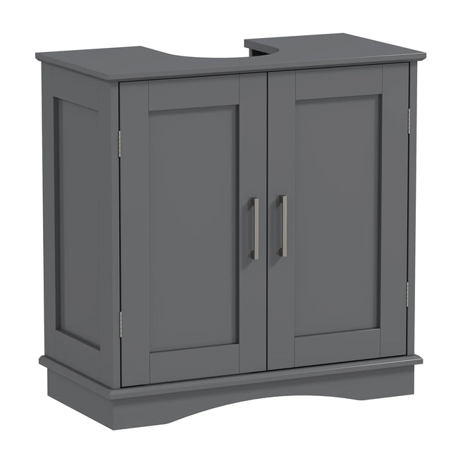 60 cm Pedestal Sink Bathroom Vanity Cabinet with Adjustable Shelf-Grey