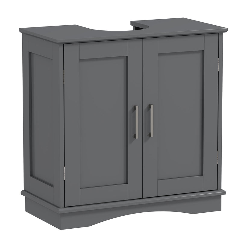 60 cm Pedestal Sink Bathroom Vanity Cabinet with Adjustable Shelf-Grey