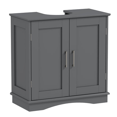 60 cm Pedestal Sink Bathroom Vanity Cabinet with Adjustable Shelf-Grey
