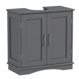 60 cm Pedestal Sink Bathroom Vanity Cabinet with Adjustable Shelf-Grey