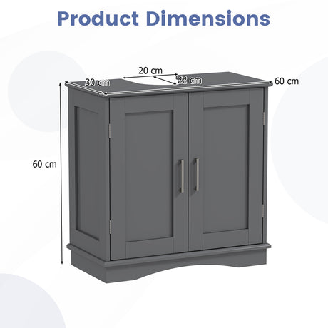 60 cm Pedestal Sink Bathroom Vanity Cabinet with Adjustable Shelf-Grey