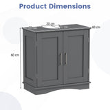 60 cm Pedestal Sink Bathroom Vanity Cabinet with Adjustable Shelf-Grey