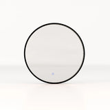 60 CM Round Bathroom Mirror with LED Lights and Anti-Fog Design-Black