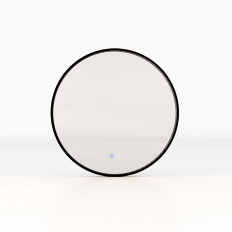 60 CM Round Bathroom Mirror with LED Lights and Anti-Fog Design-Black