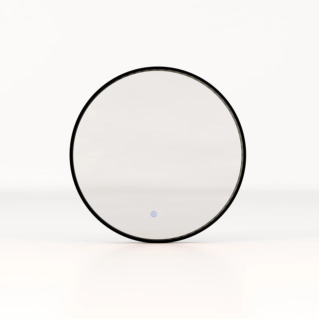 60 CM Round Bathroom Mirror with LED Lights and Anti-Fog Design-Black