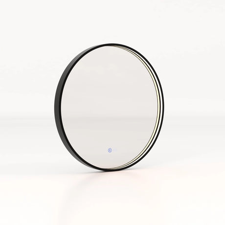 60 CM Round Bathroom Mirror with LED Lights and Anti-Fog Design-Black