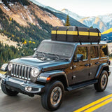 Roof box for various vehicle types with non-slip mat, luggage lock, reinforced straps, door hook &amp; bag with drawstring