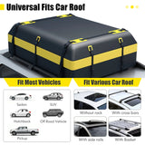 Roof box for various vehicle types with non-slip mat, luggage lock, reinforced straps, door hook &amp; bag with drawstring