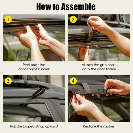 Roof box for various vehicle types with non-slip mat, luggage lock, reinforced straps, door hook &amp; bag with drawstring