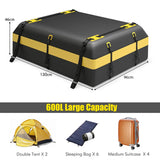 Roof box for various vehicle types with non-slip mat, luggage lock, reinforced straps, door hook &amp; bag with drawstring