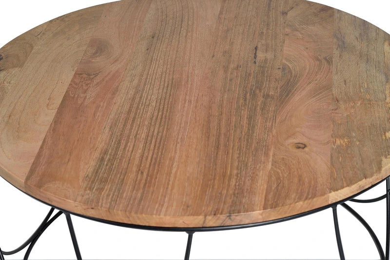 Giner and Colomer - Mango Wood & Metal Base Coffee Table (80 cm)
