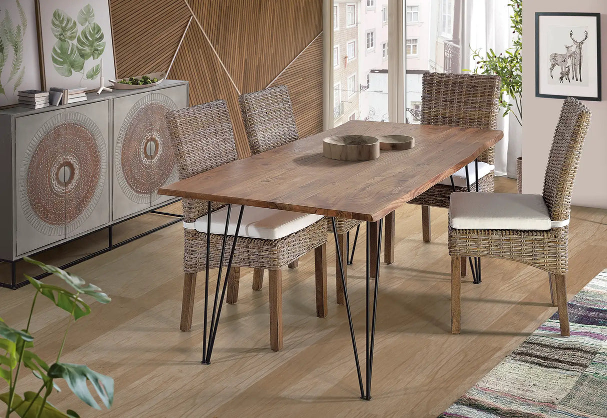 Giner and Colomer - Acacia Wood Dining Table With Metal Legs (2.6 cm Top, 200 cm)