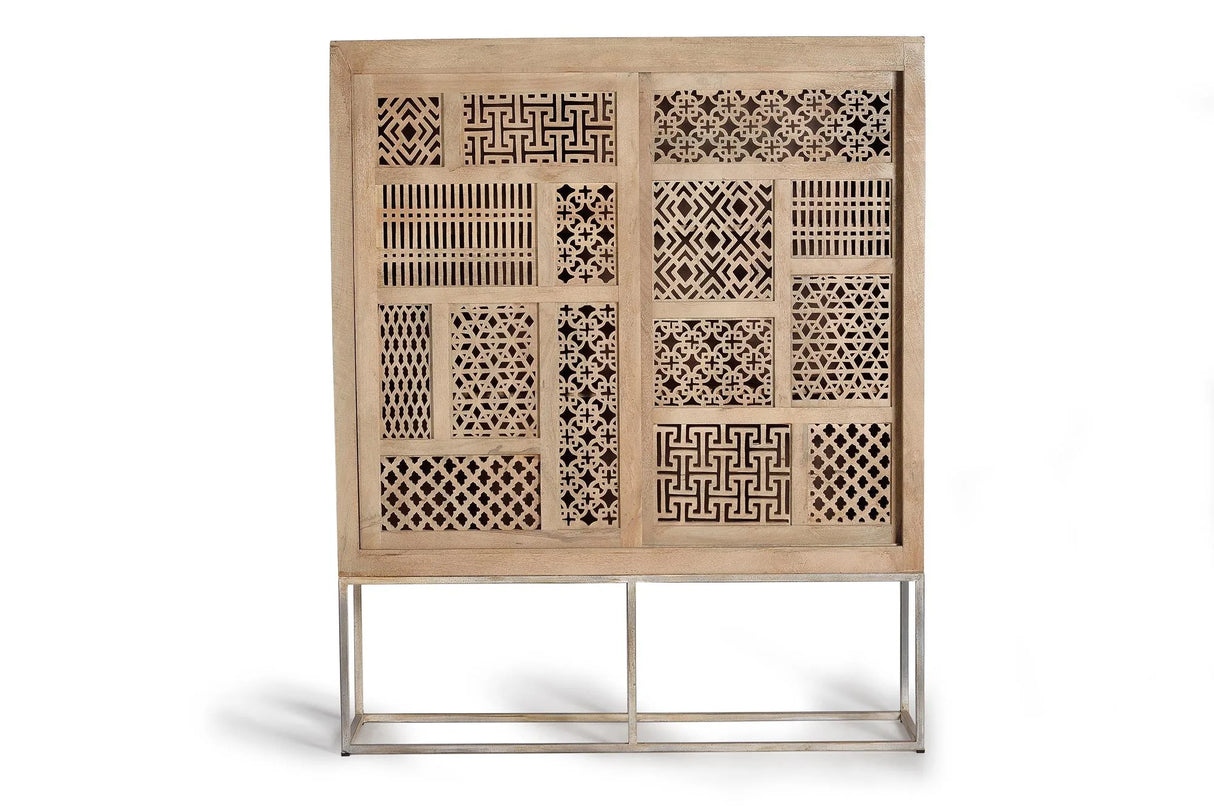 Giner and Colomer - Teak Wood Sideboard With 2 Sliding Doors & Metal Base