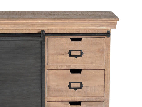 Giner and Colomer - Mango Wood & Metal Chest Of Drawers With Sliding Door