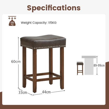 24 Inch Upholstered PU Leather Bar Stools Set of 2-Gray