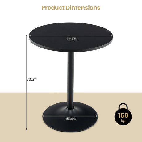 60 cm Round Dining Table with Metal Pedestal Base for 2-Black