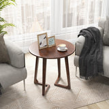 24 Inch Round End Table with Adjustable Foot Pads-Brown
