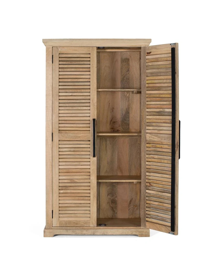 Giner and Colomer  2-Door Wardrobe In Solid Mango Wood (Natural Colour)