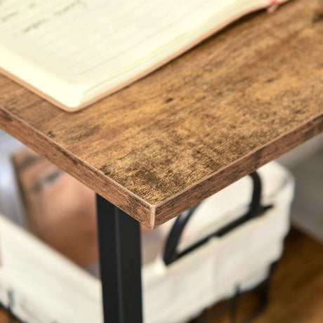 HOMCOM Computer Desk with Storage, Industrial Home Office Desk with 2 Tier Shelves and Steel Frame, Work Desk for Study Room, Black and Rustic Brown