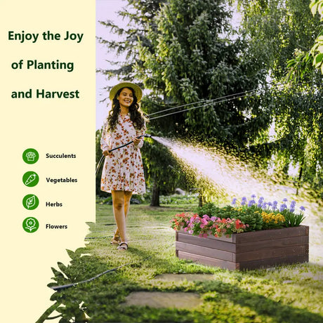Square Raised Garden Bed with Stable Frame for Patio-1 piece