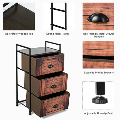 Industrial 3-Layers Fabric Dresser with Fabric Drawers and Steel Frame