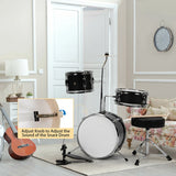 5 Pieces Junior Drum Set with 5 Drums-Black