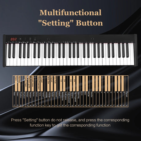61-Key Portable Electronic Keyboard Piano with Stand and Stool