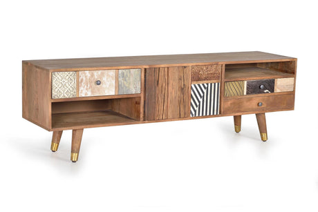 Giner and Colomer - Mango Wood TV Furniture With Bronze, Cow Skin & Camel Bone Details