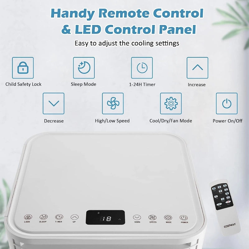 7000 BTU Portable Air Conditioner with 2 Wind Speeds and Timer-White