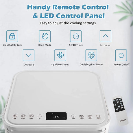 7000 BTU Portable Air Conditioner with 2 Wind Speeds and Timer-White