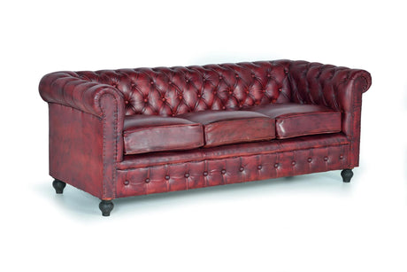 Giner and Colomer - 3-Seater Leather Chester Sofa