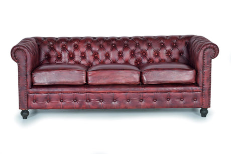 Giner and Colomer - 3-Seater Leather Chester Sofa
