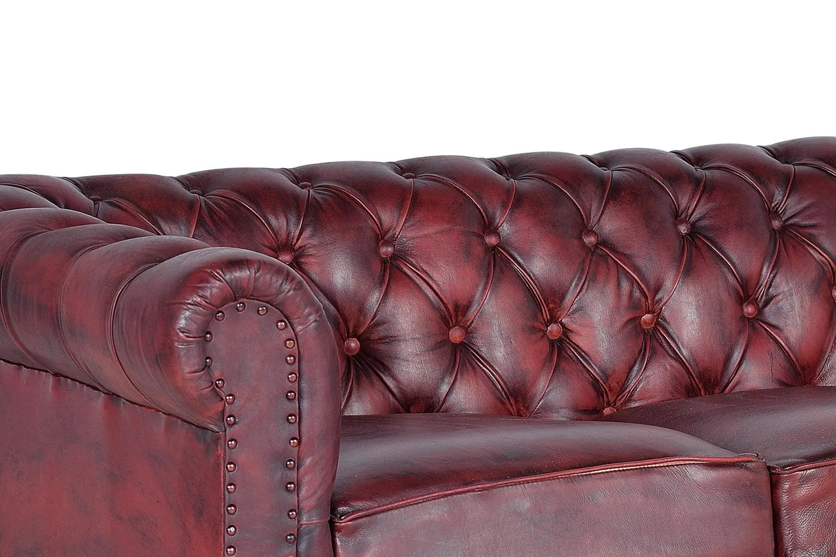 Giner and Colomer - 3-Seater Leather Chester Sofa