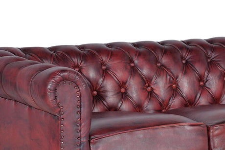 Giner and Colomer - 3-Seater Leather Chester Sofa