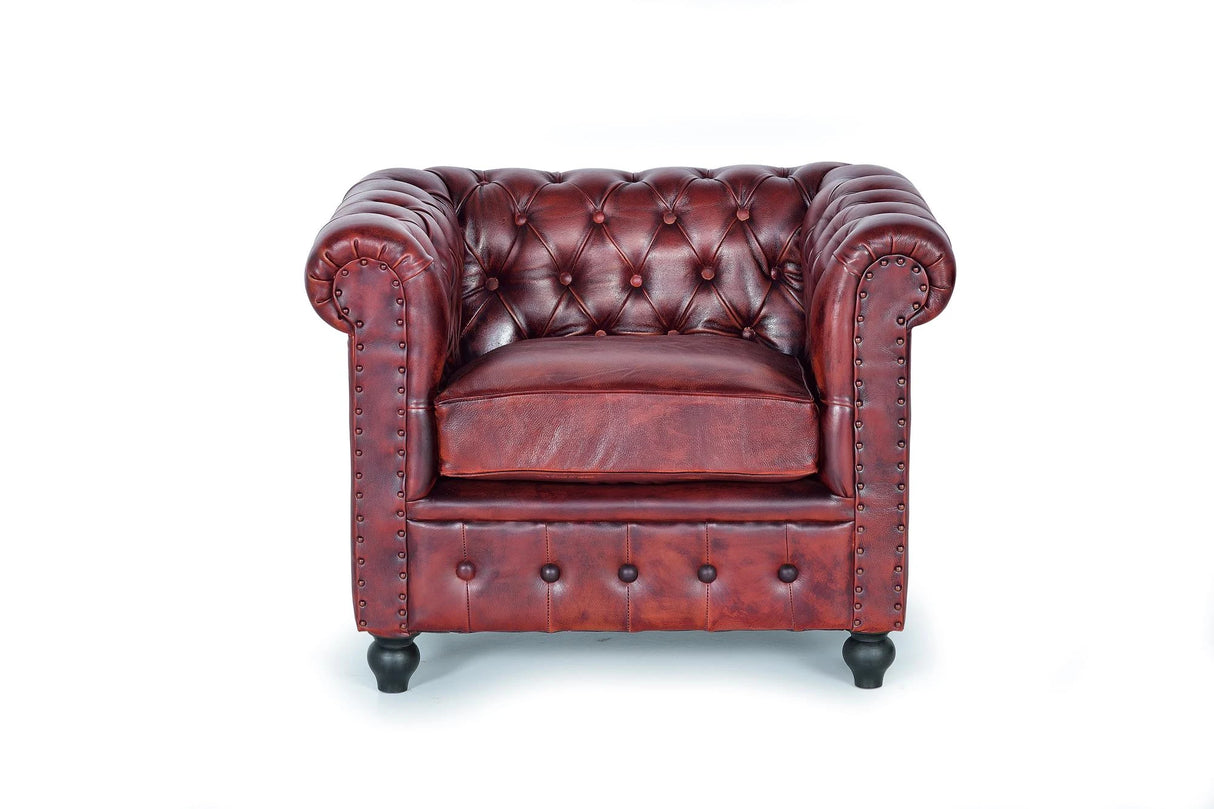 Giner and Colomer - 1-Seater Leather Chester Armchair