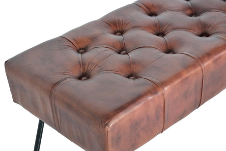 Giner and Colomer - Leather Stool With Metal Legs