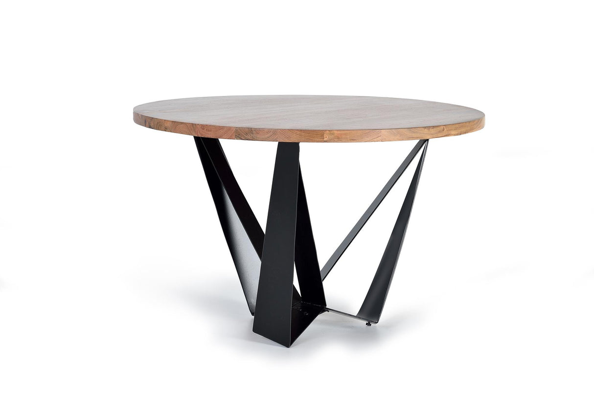 Giner and Colomer - Acacia Wood & Metal Dining Table (35 mm Top, Round 120 cm)
