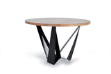 Giner and Colomer - Acacia Wood & Metal Dining Table (35 mm Top, Round 120 cm)